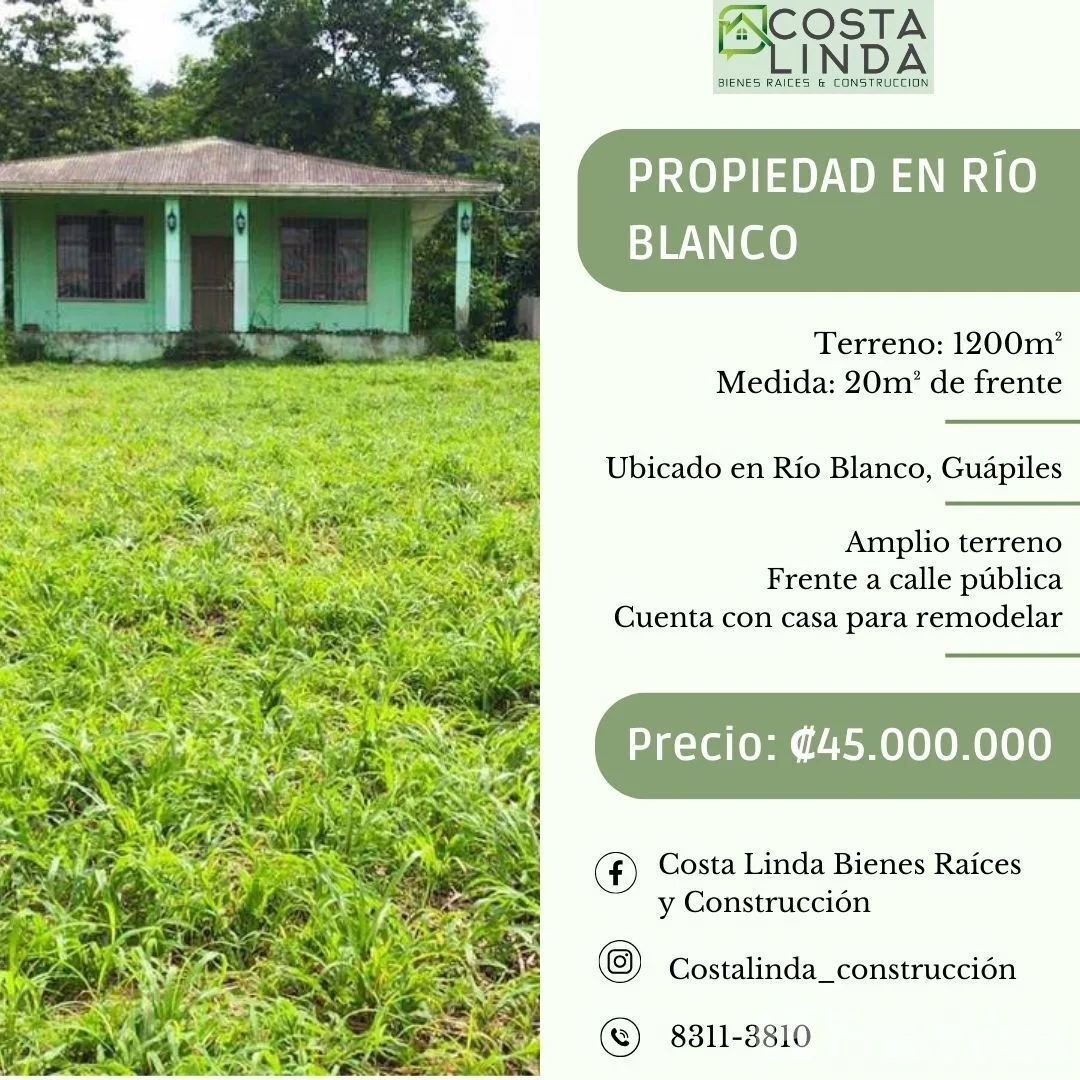 Land for Sale in Pococi, Limon for $99,000