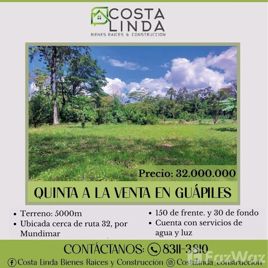Land for Sale in Pococi, Limon for $70,400