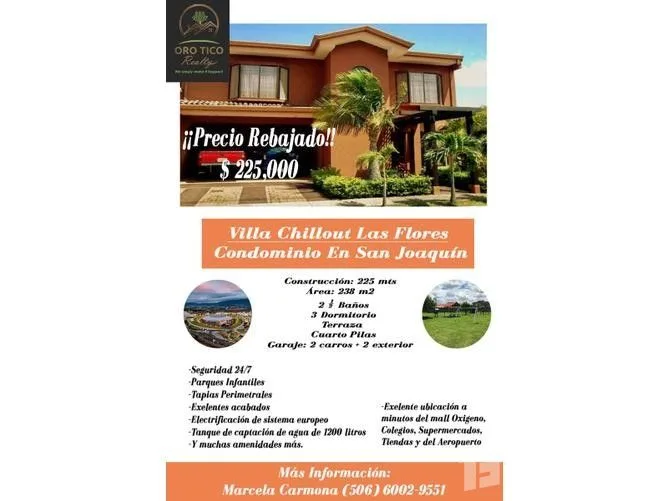 3 Bedroom House for Sale in Heredia, Heredia for $225,000