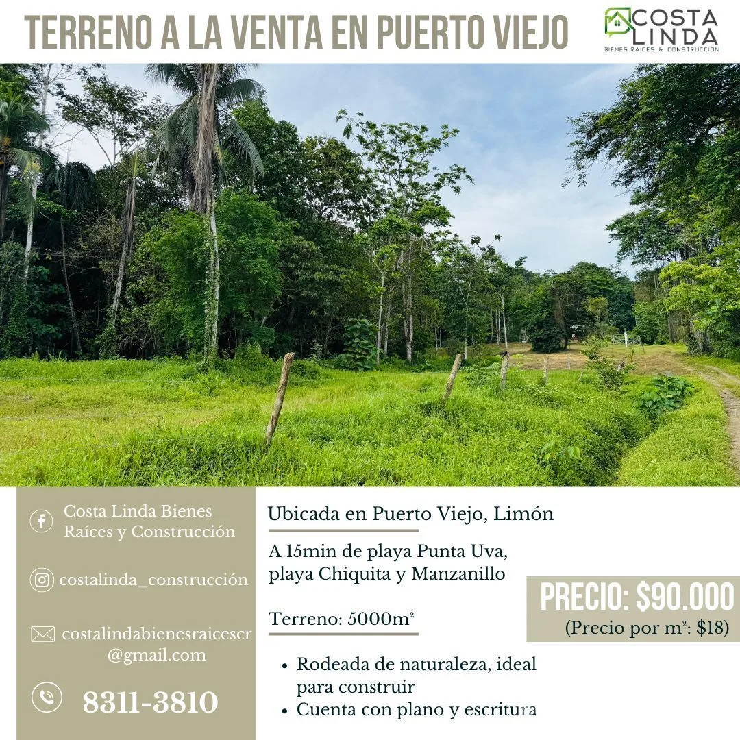 Land for Sale in Talamanca, Limon for $90,000