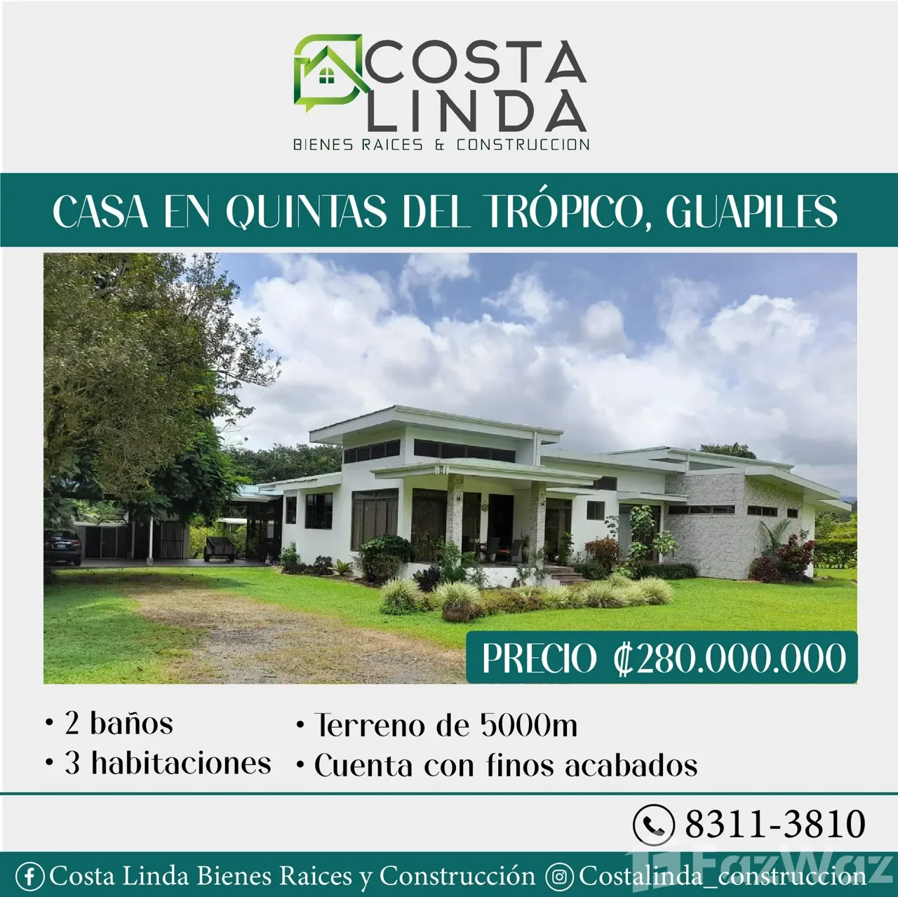 3 Bedroom House for Sale in Pococi, Limon for $616,000