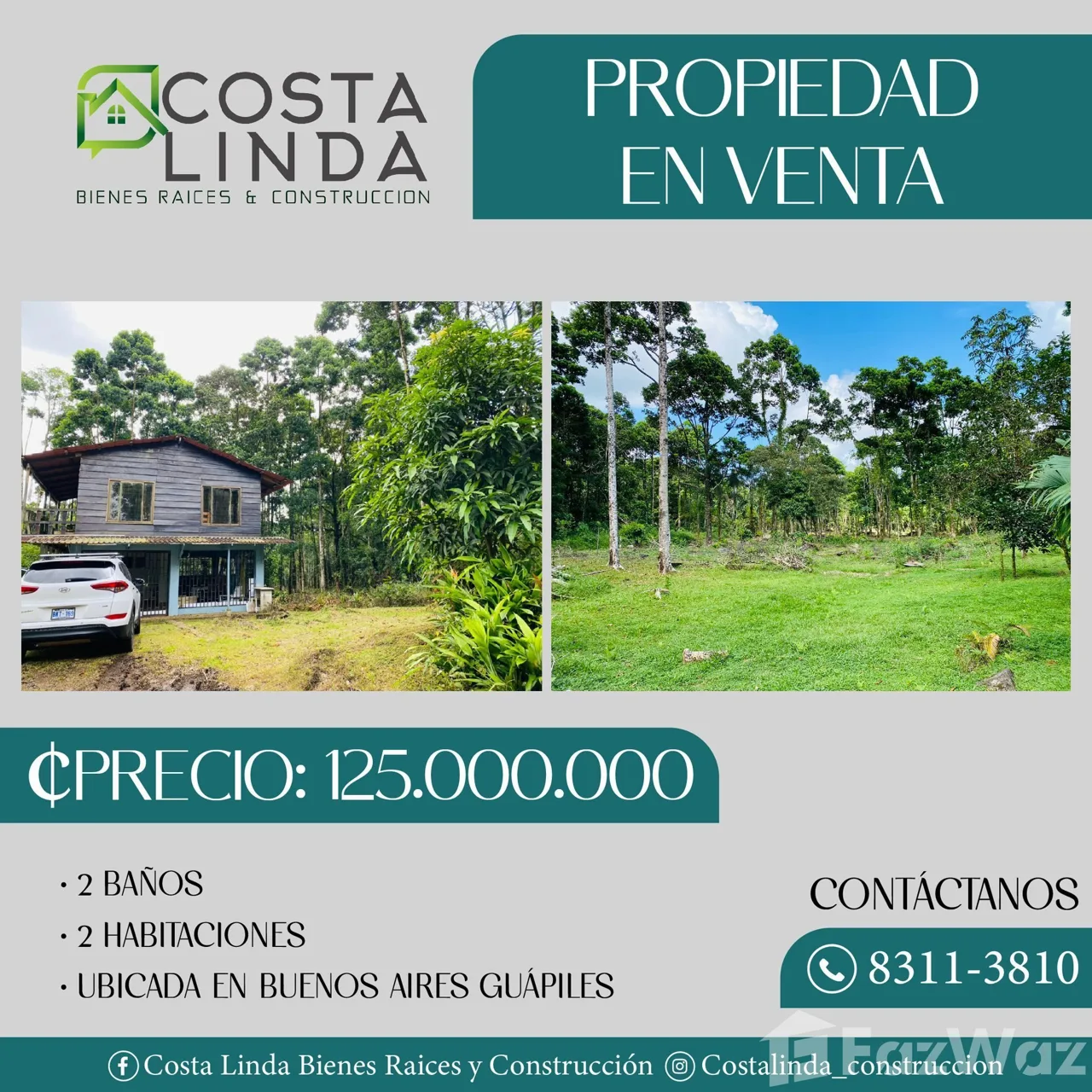 Land for Sale in Pococi, Limon for $275,000
