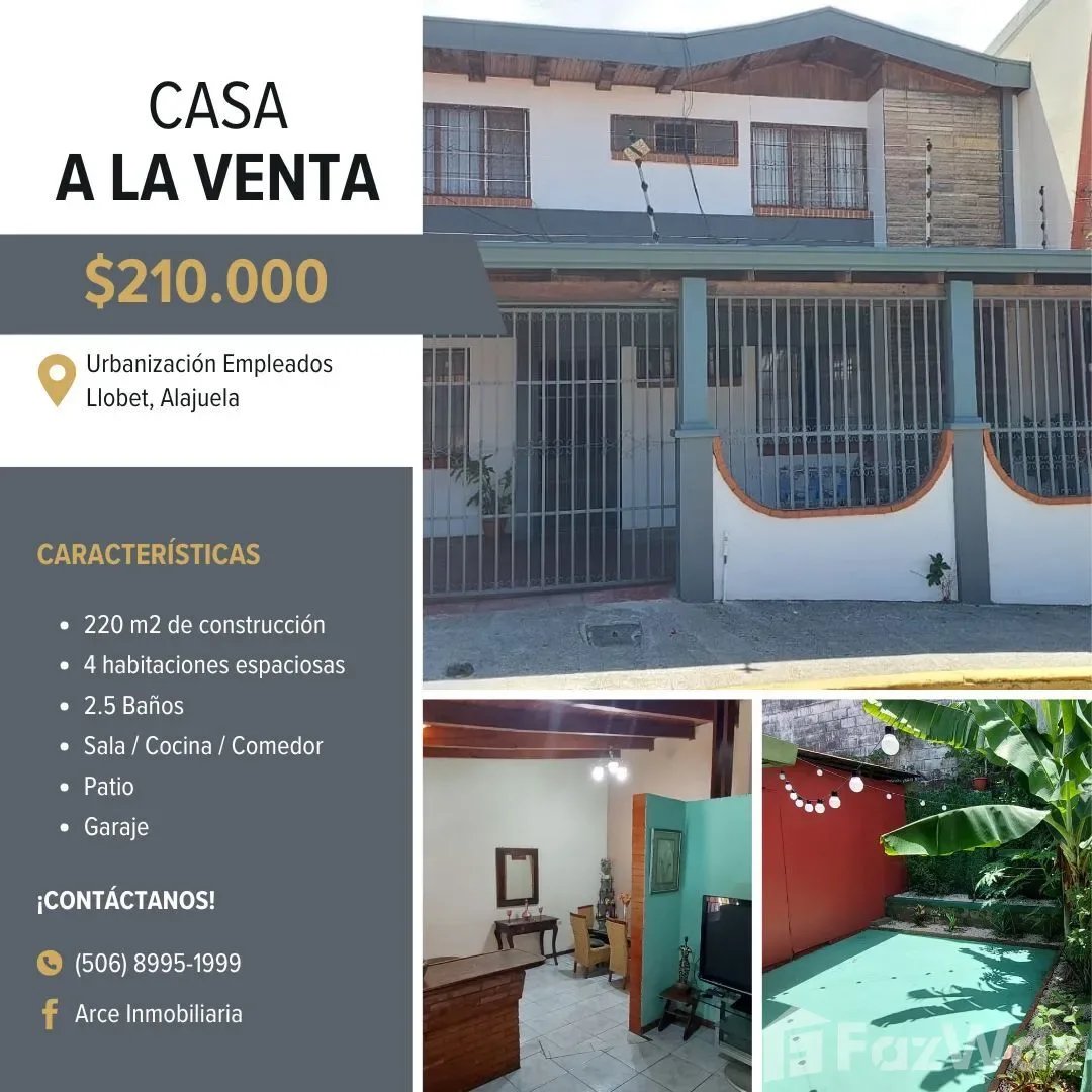 4 Bedroom House for Sale in Alajuela, Alajuela for $210,000