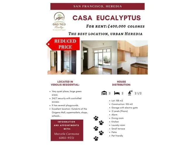 2 Bedroom House for Sale in Heredia, Heredia for $695
