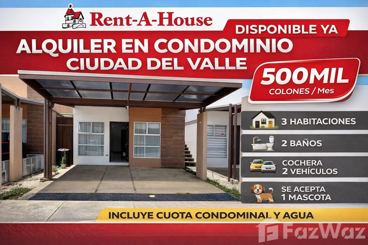 3 Bedroom House for Rent at Condominium For Sale in Cartago for $1,100/mo