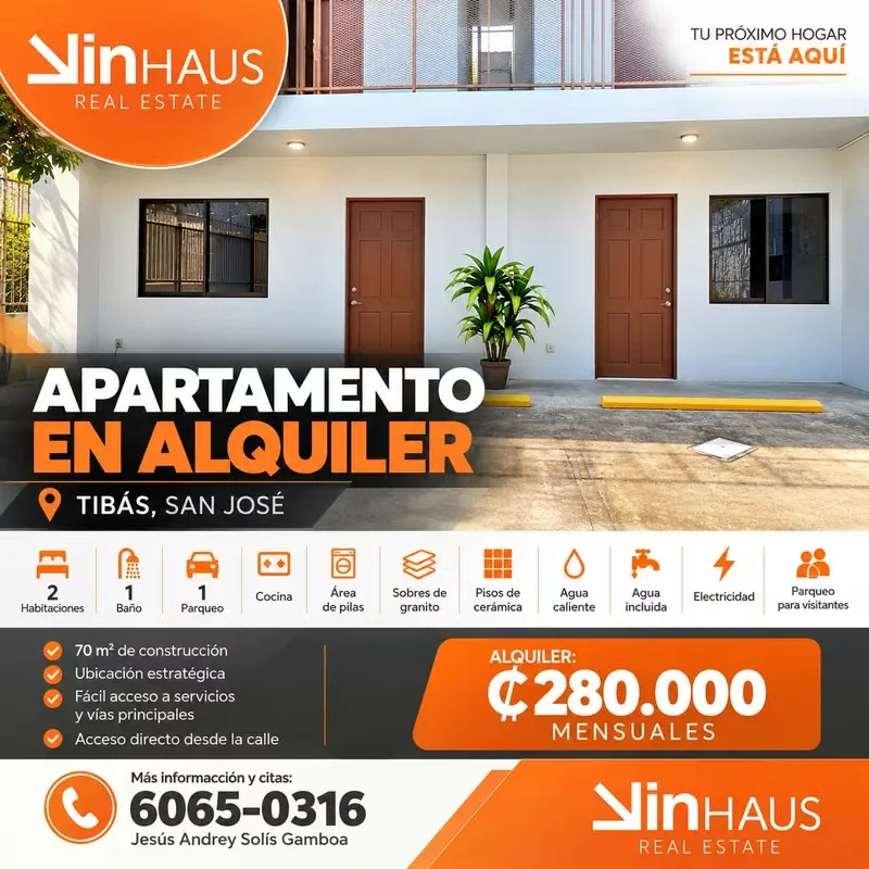 Apartment for rent in Tibás Downtown! Excellent choice in an urban and strategic location, with easy access to services and main routes. It has 70 m2 of construction, distributed in 2 ...