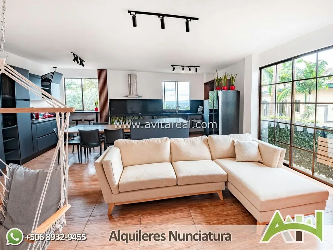 Furnished 3-bedroom apartment in San Rafael de Escazú, private condominium with amenities.