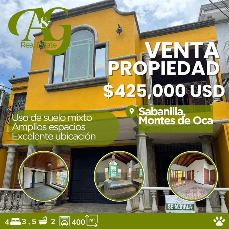 ¡PROPIEDAD DE 400 m² EN VENTA EN SABANILLA – USO DE SUELO MIXTO!