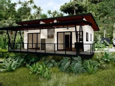 Casa nueva de 2 dormitorios en terreno con vista a la jungla y al arroyo