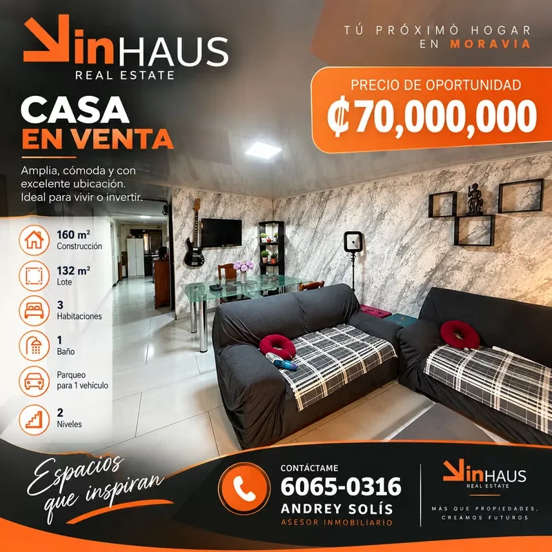 Excelente oportunidad en San Jerónimo de Moravia! Esta propiedad cuenta con 160 m² de construcción sobre un lote de 132 m², distribuida en 2 niveles, y representa una excelente ...