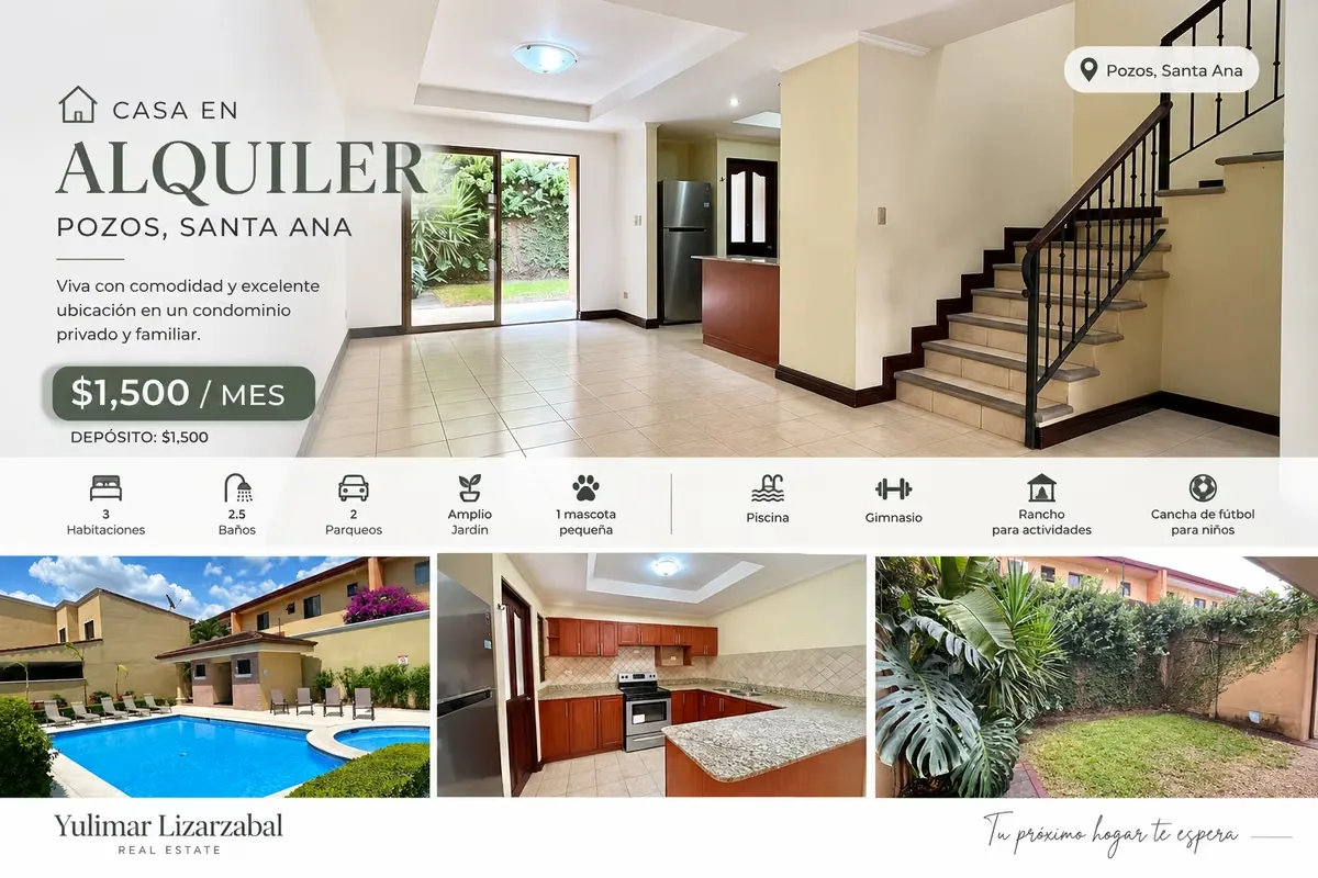 Casa en Alquiler en Pozos de Santa Ana | Amplio Jardín y Excelente Ubicación