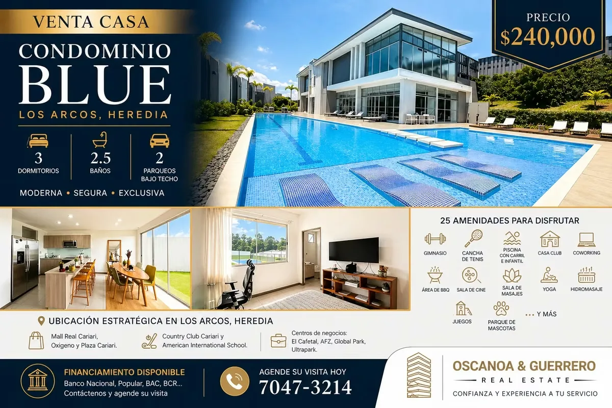 Imagínese disfrutar en familia de esta moderna casa equipada en un condominio seguro y cerca de múltiples facilidades y ...