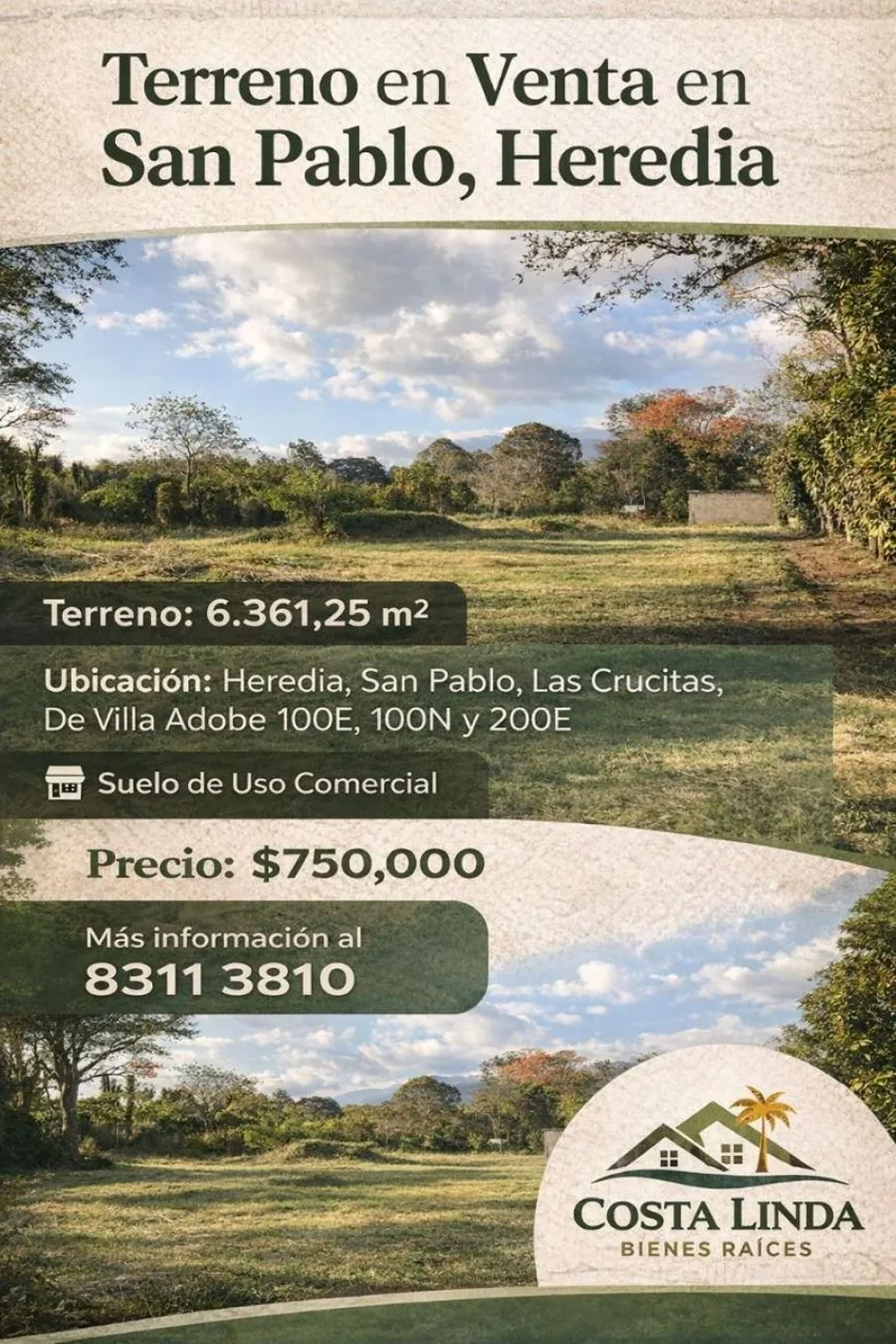 Terreno a la venta en San Pablo de Heredia, Costa Rica - Venta en San Pablo