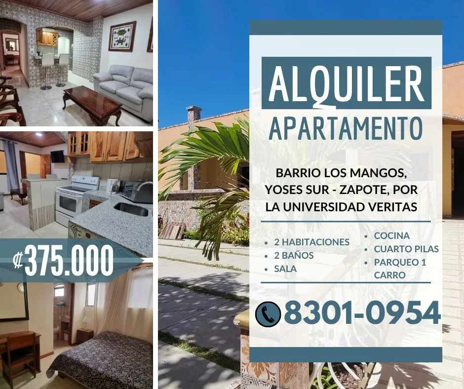 Apartment rental in Yoses Sur - Barrio los Mangos - Close to U Veritas