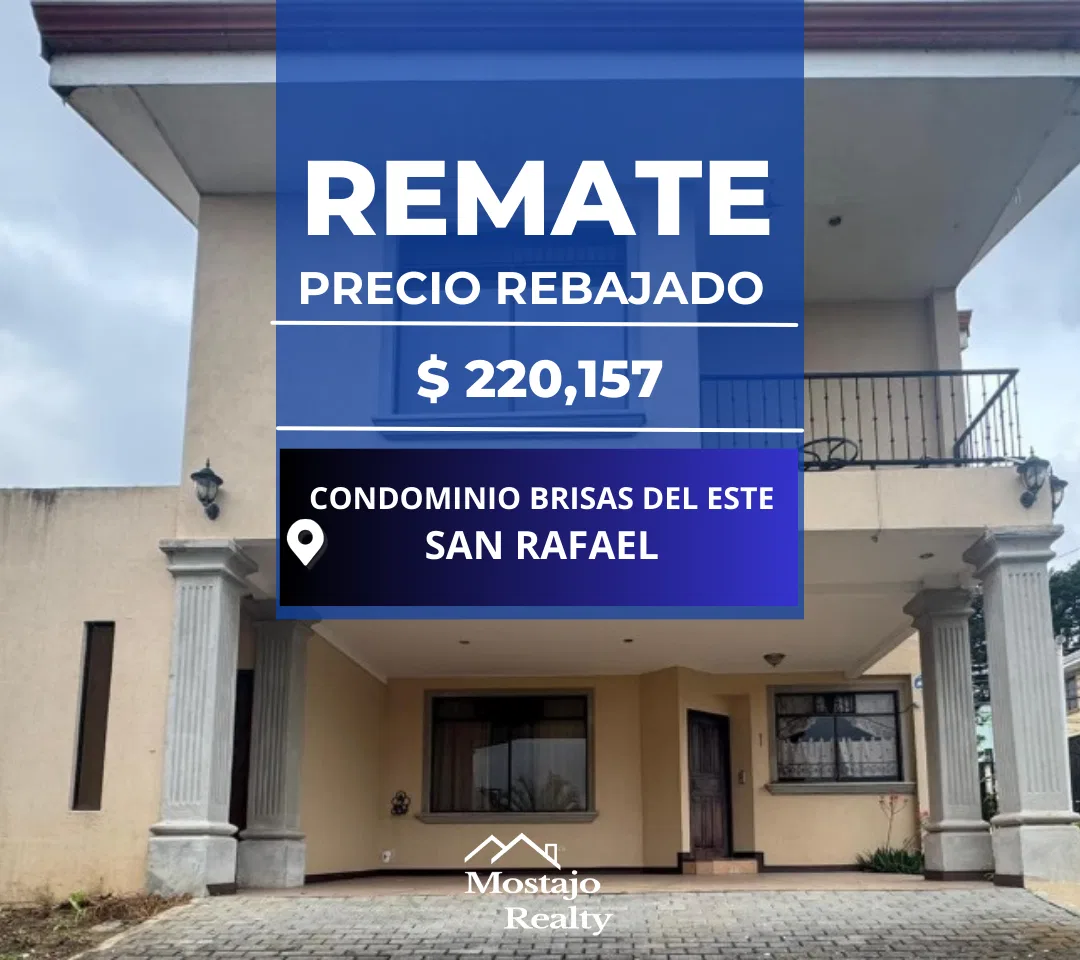 Venta de casa, Condominio Brisas del Este, San Rafael, Montes de Oca, Remate Bancario