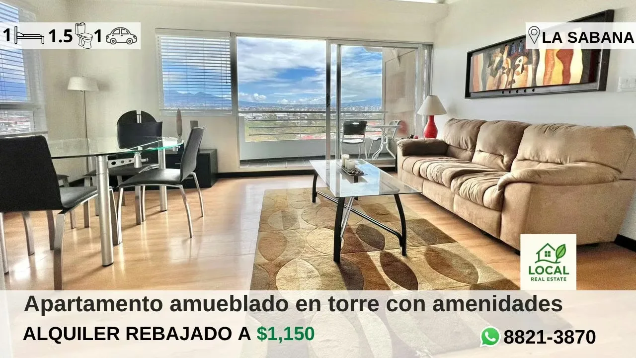Apartamento amueblado un dormitorio y amplio balcón en Sabana