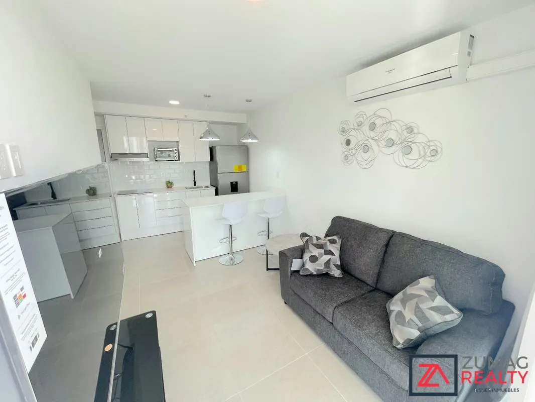 Hermoso apartamento completamente amueblado ubicado en el nivel 6 de la torre Sky Garden, en Nunciatura, Rohrmoser. Cuenta con 2 habitaciones, 1 baño completo, sala con aire ...
