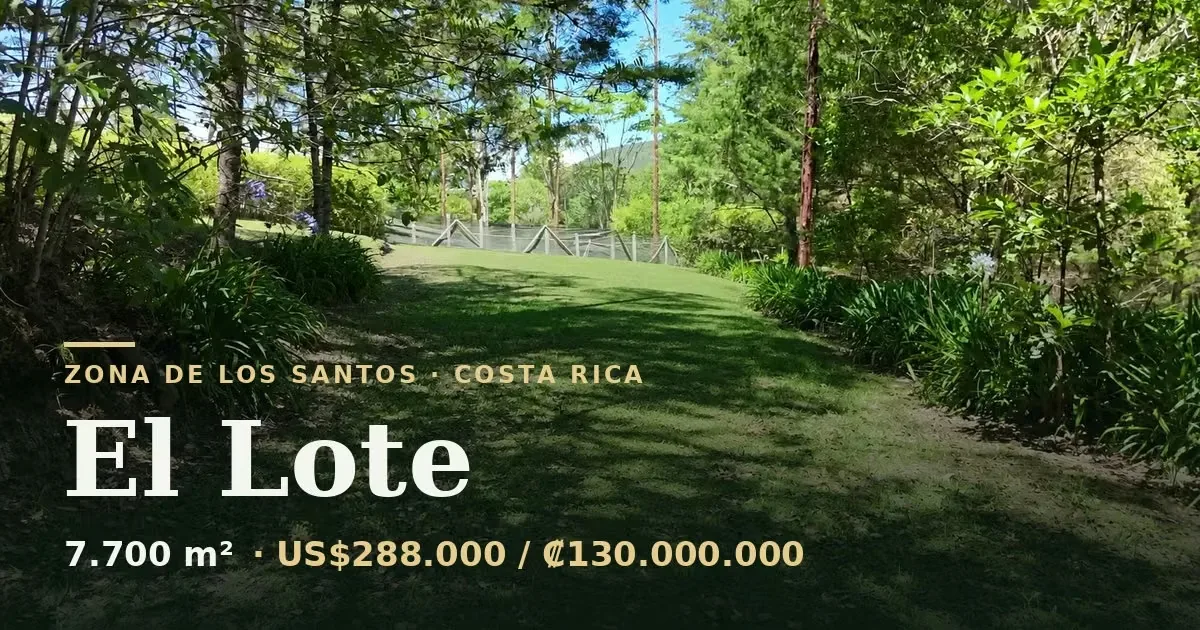 2.1-acre lot (8,486 m² / 91,340 sq ft) in Jardín de Dota, Zona de los Santos, at about 6,560 ft (2,000 m) ..., photo 2