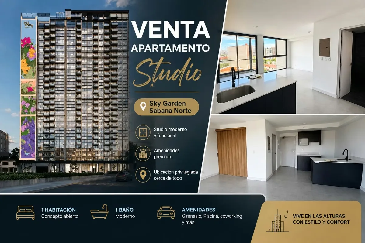 **NEW 36 m² STUDIO APARTMENT IN SKY GARDEN SABANA NORTE | FOR SALE OR RENT**