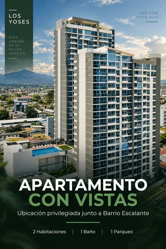 Apartamento ubicado en Los Yoses, a pocos pasos de Barrio Escalante, una de las zonas con mayor oferta gastronómica, comercial y de servicios de San José. Su ubicación privilegiada ...