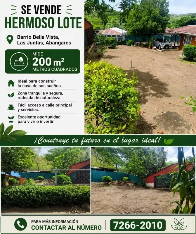 Lote ubicado, 25 este de la cancha de basket en Barrio Bella Vista, Las Juntas, Abangares