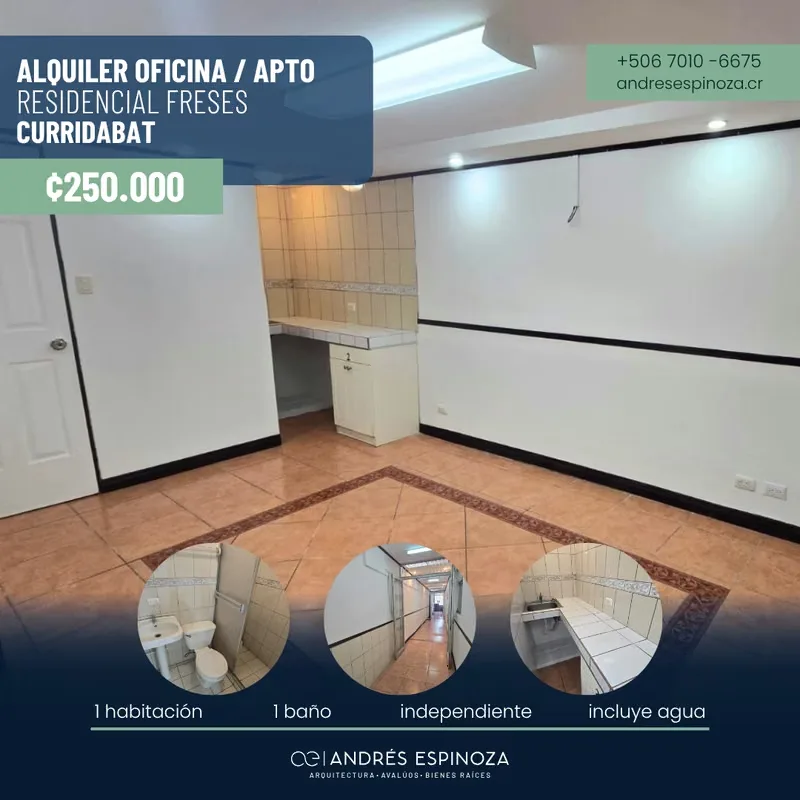 Space that can be used as either an office or an apartment, located in Freses de Curridabat, within a gated community with ...