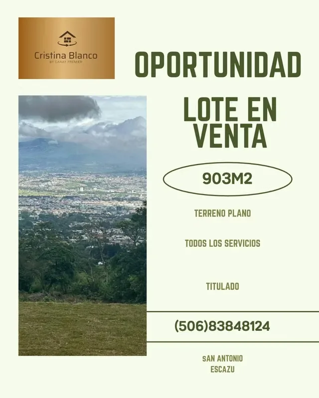 ¡OPORTUNIDAD ÚNICA EN ESCAZÚ! ¡UN LOTE QUE NO PUEDE DEJAR ESCAPAR!