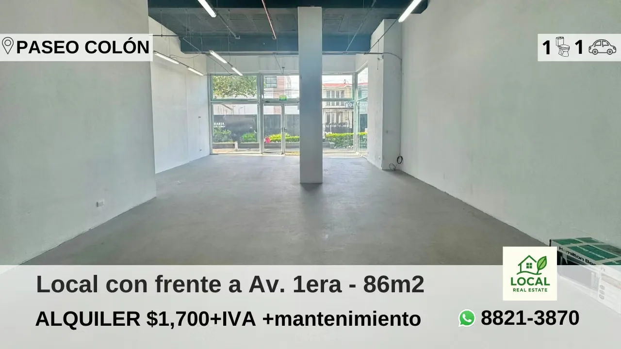 Local en condominio con frente a Avenida Primera - 86m2