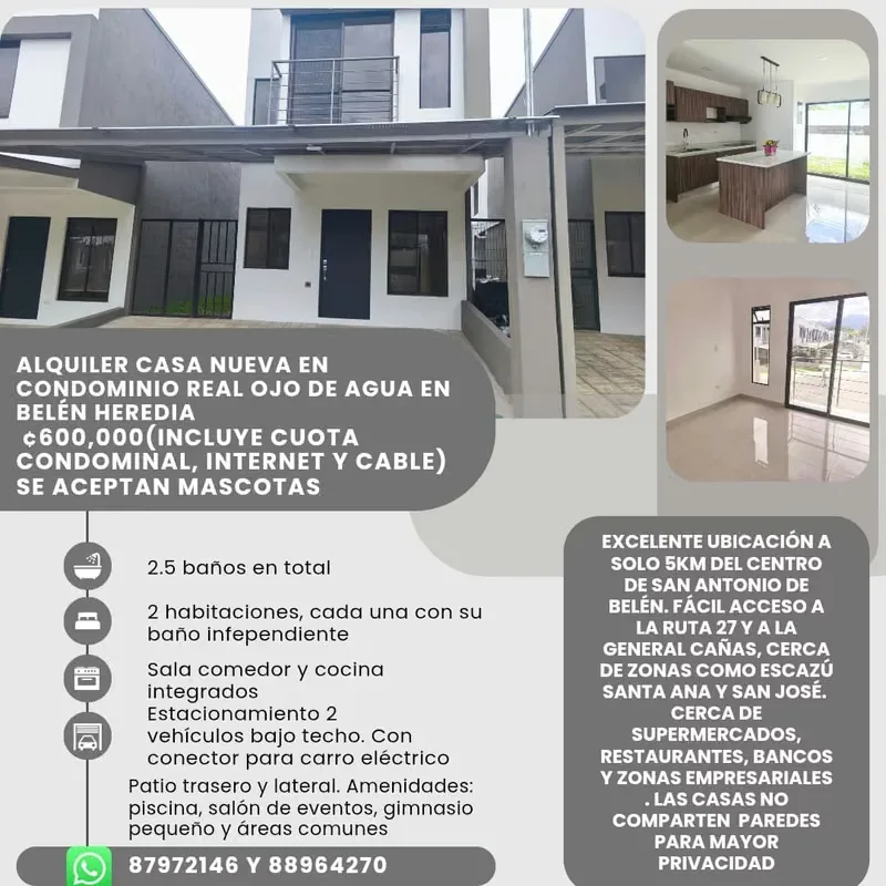 Precio de alquiler: 600,000 mensuales, incluye cuota condominal, internet y cable