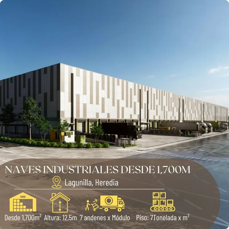 Class A+ Industrial Warehouses, spaces from 1,727 m² in Lagunilla de Heredia | For Sale and Rent
