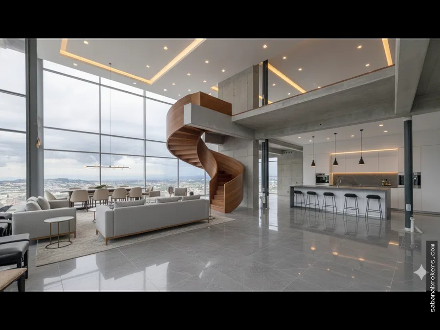 7,534 sq ft shell state Penthouse Duplex – 30 ft Ceilings