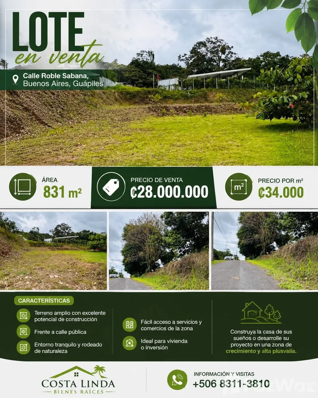 Land for Sale in Pococi, Limon for $61,800