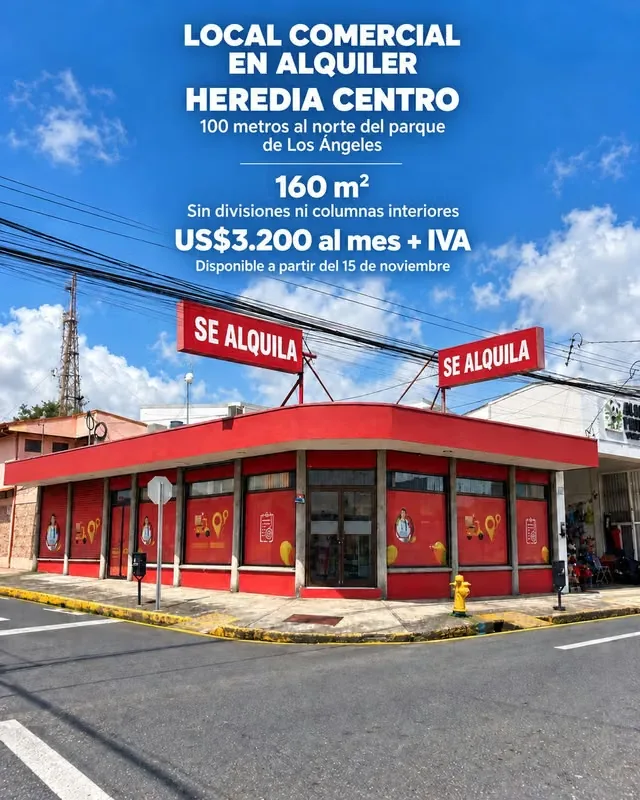 HEREDIA CENTRO | LOCAL COMERCIAL EN ALQUILER 160 m² para establecer, trasladar o expandir una operación comercial.