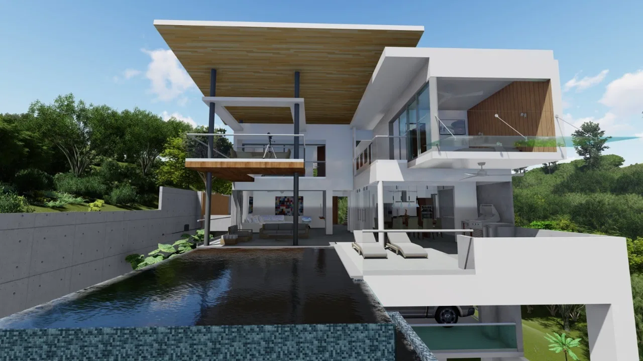 Luxury Ocean View Pre-Construction 3-Bedroom Home above the Best Beach in the Area in Playa Hermosa near Uvita Costa Rica