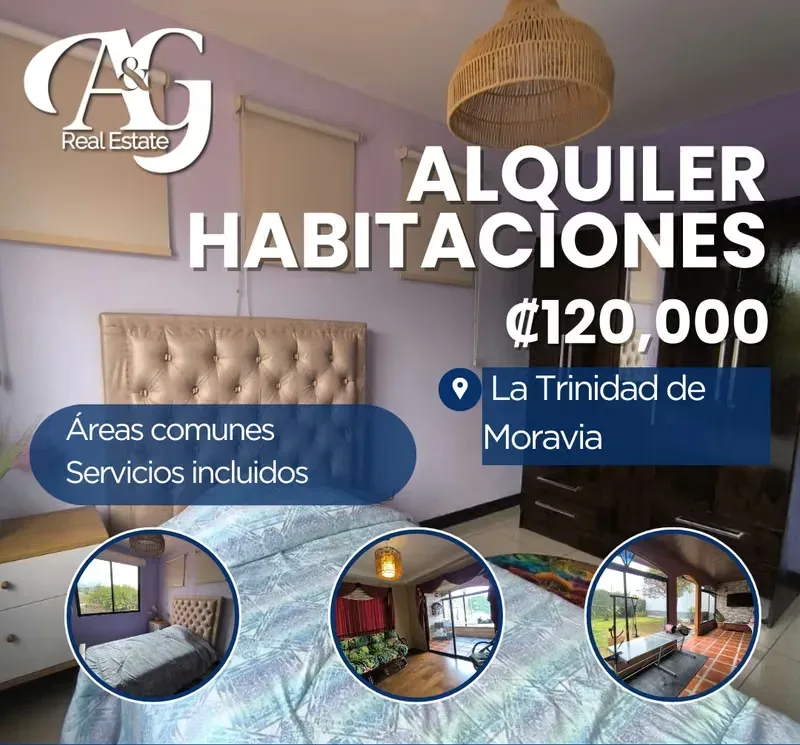 Alquiler de habitaciones en amplia y acogedora casa de habitación ubicada en La Trinidad de Moravia. **Alquiler para mujeres**