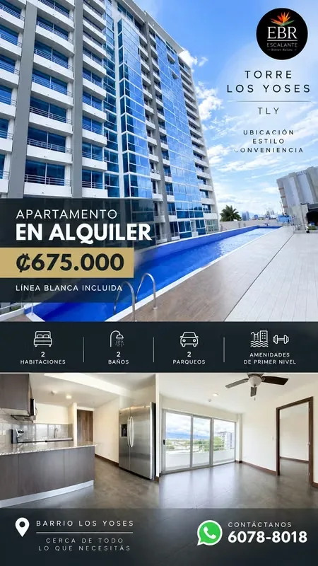 Moderno apartamento en una excelente ubicación en Los Yoses, cerca de Barrio Escalante, San Pedro y con fácil acceso a las principales zonas de San ...