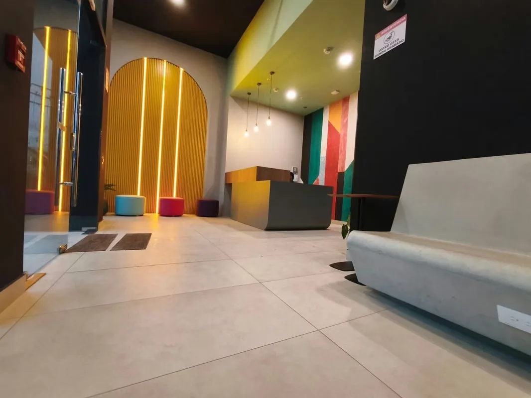 Layout: Bedroom with walk-in closet, balcony, living room, kitchen with breakfast bar, and 1 ...