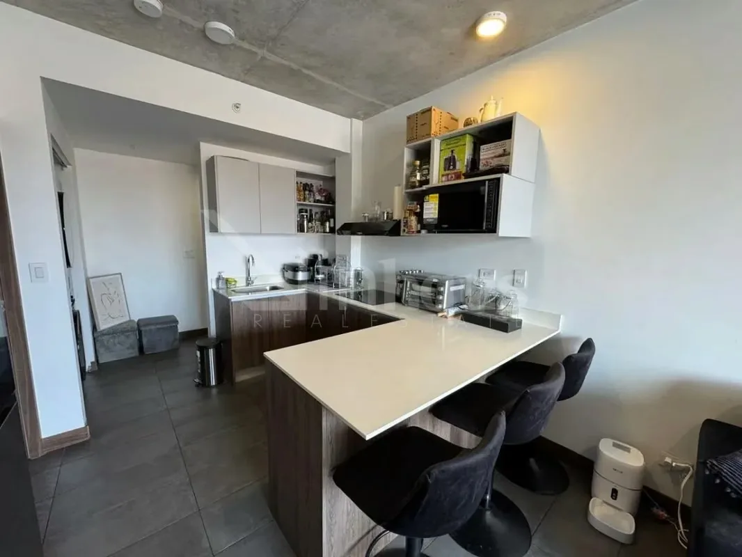 El apartamento tiene un vestíbulo, closet de área de pilas, espacio social abierto de cocina con desayunador y sala con ..., photo 12