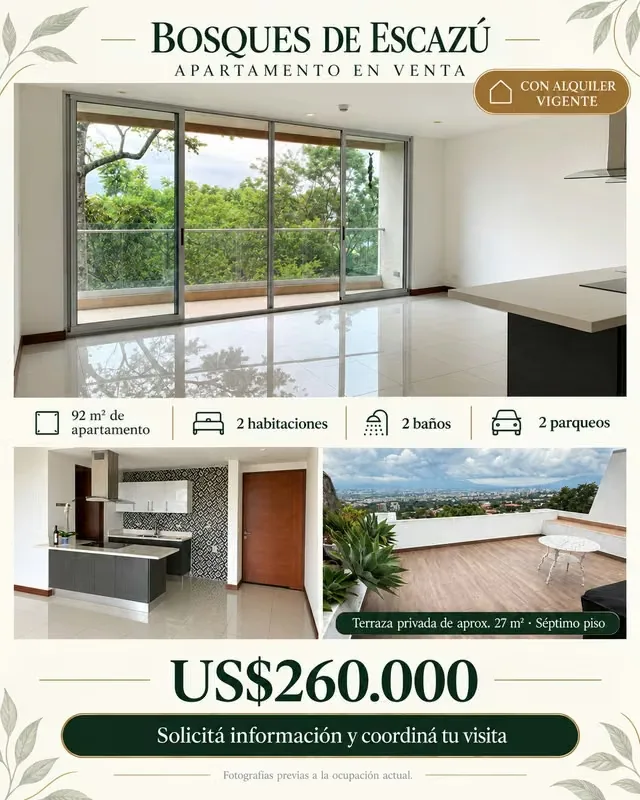 Apartamento en Venta Condominio Bosques de Escazú