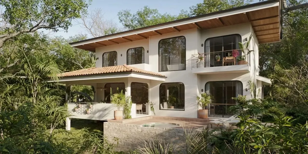 3-bedroom villa in Shift Esperanza, Nosara, featuring tropical Mediterranean design, spacious indoor/outdoor living, natural light, and optional pool. Costa Rica.