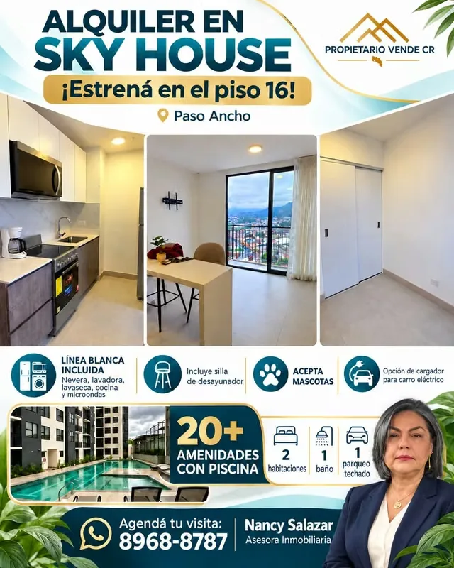 Apartamento en alquiler en Sky House, centro de Paso Ancho, junto a la Rotonda de la Guacamaya, San José. ...