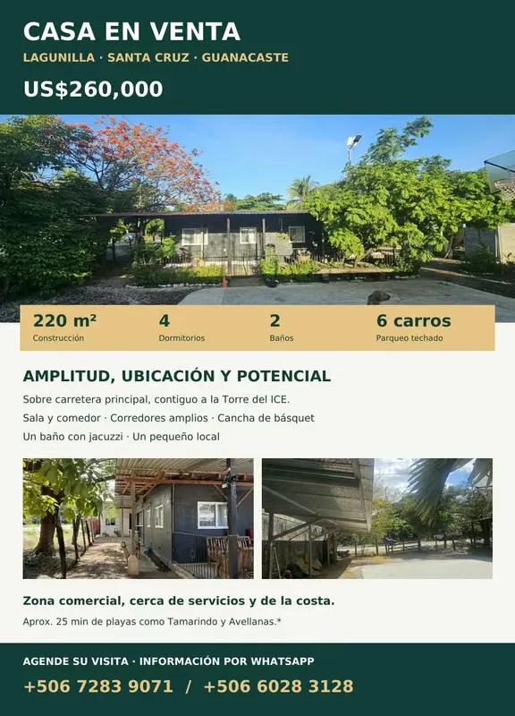 CASA EN VENTA EN SANTA CRUZ CARRERA A LAS PLAYAS