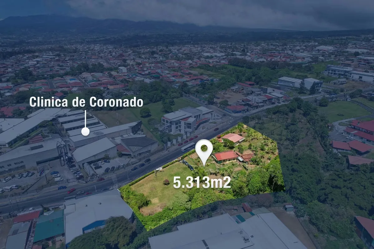 Terreno en venta con 123.15 m de frente, con un area total de 5.313m2 en Vazquez de Coronado, con hermosas vistas a las montañas.
