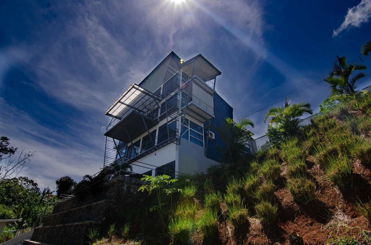 Modern Marvel Mansion for sale near La Fortuna in Ciudad Quesada, 4 Levels, Elevator, Indoor Pool and Jacuzzi w Volcano Views